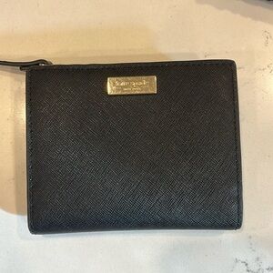 Kate Spade Black Button Wallet – Leather Snap-Closure Bifold